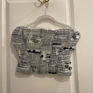 Newspaper print corset crop top